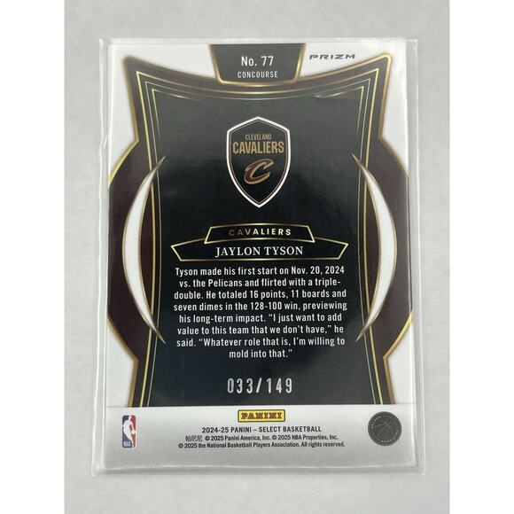2024-25 Panini Select - Concourse Jaylon Tyson #77 White Prizm /149 (RC) - Picture 2 of 2